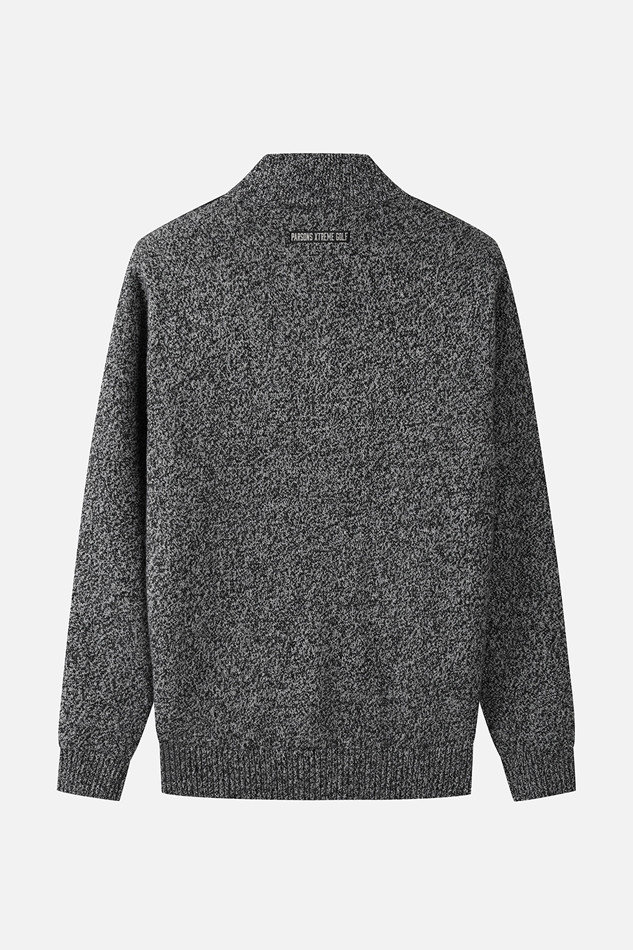 MEN TWO-TONE TEXTURED WINDPROOF HALF-ZIP SWEATER PKWCM411221 BLACK 상품 이미지 2