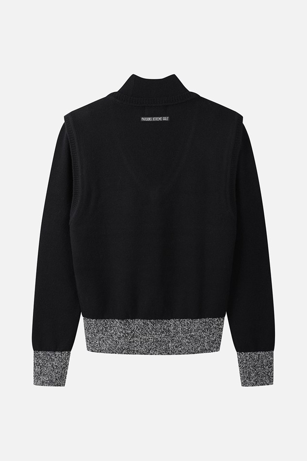WOMEN DOUBLE-COLLAR SWEATER PKWCW411421 BLACK 상품 이미지 2
