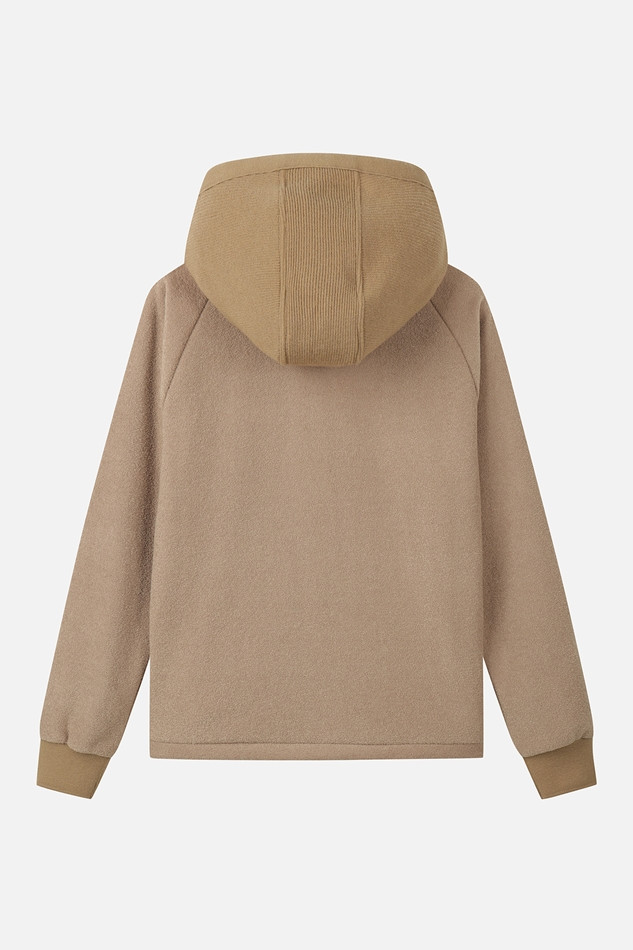 WOMEN KNIT MIX HOOD LONG SLEEVE PKWPW151305 BEIGE 상품 이미지 2
