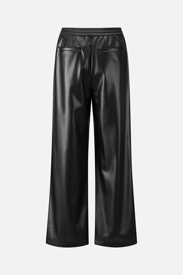 WOMEN LEATHER SET-UP PANTS PKWPW511521 BLACK 상품 이미지 2