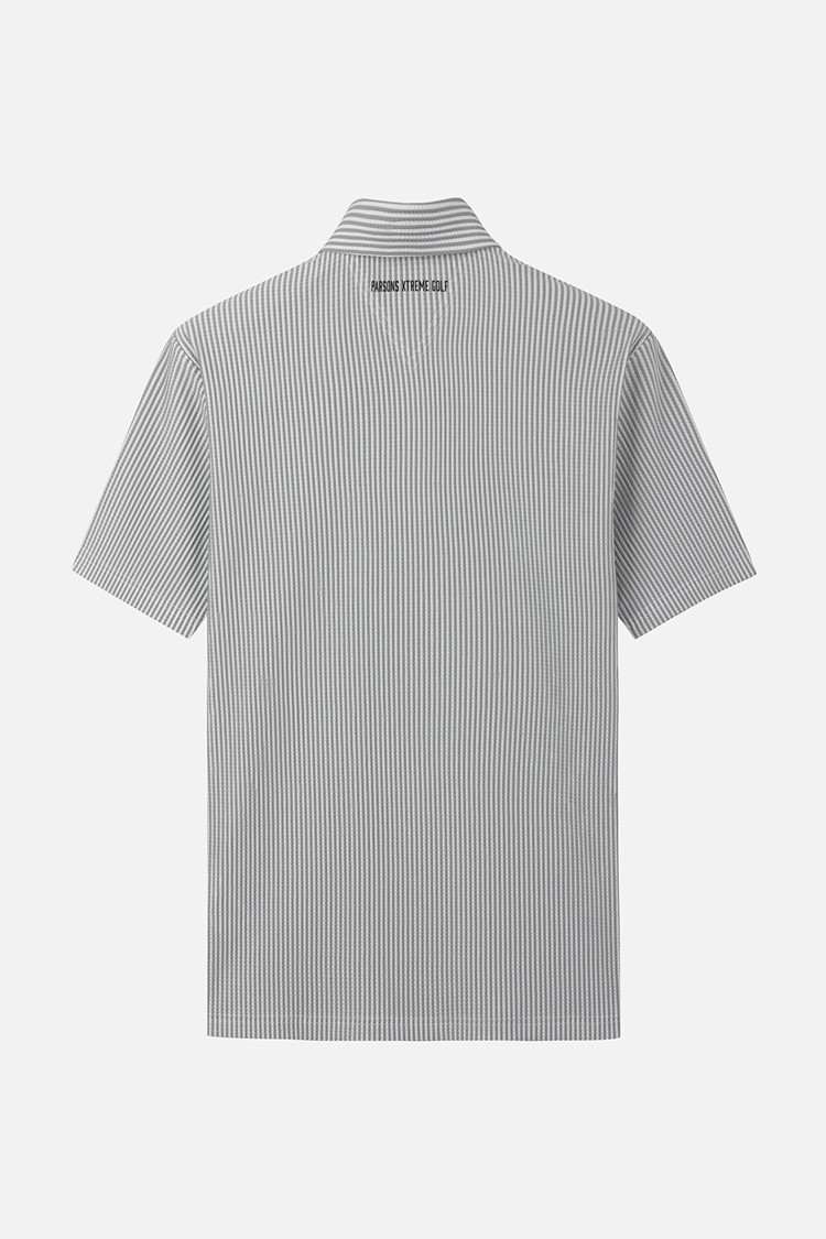 MEN STRIPE PATTERN COLLAR SHORT SLEEVE