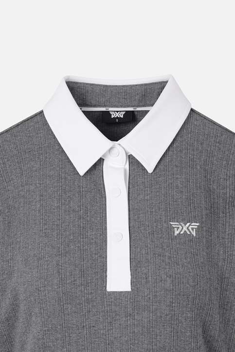 WOMEN TEXTURED COLLAR LONG-SLEEVE