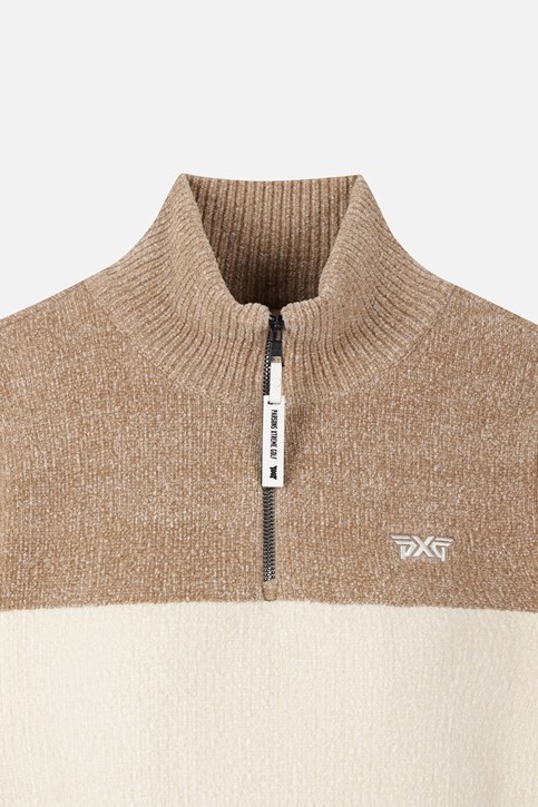 WOMEN HALF-ZIP HIGH-NECK SWEATER PKFPW411205 BEIGE 상품 이미지 3