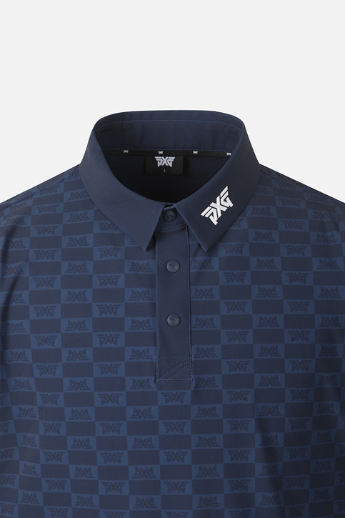 MEN MONOGRAM PATTERN COLLAR SHORT SLEEVE