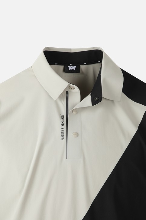 MEN COLOR BLOCKED COLLAR SHORT SLEEVE