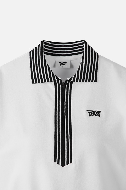 WOMEN KNIT HYBRID COLLARED SHORT SLEEVE