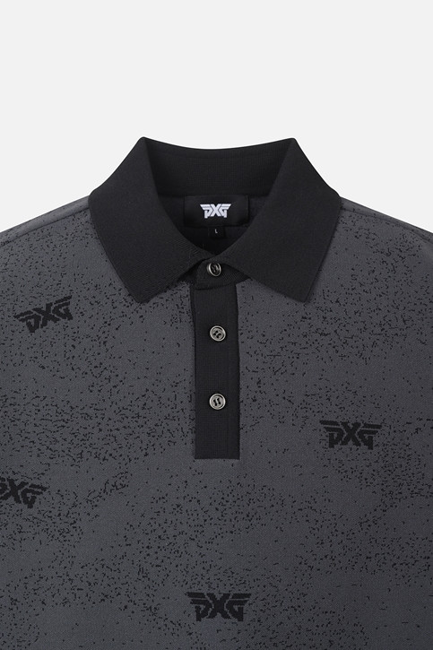 MEN PATTERN SHORT SLEEVE COLLAR SWEATER