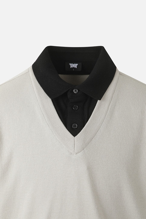 MEN COLLAR LAYERED SWEATER