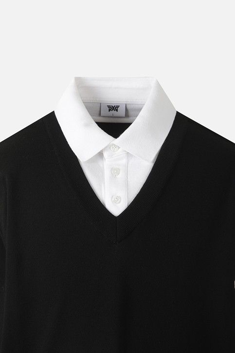 MEN COLLAR LAYERED SWEATER