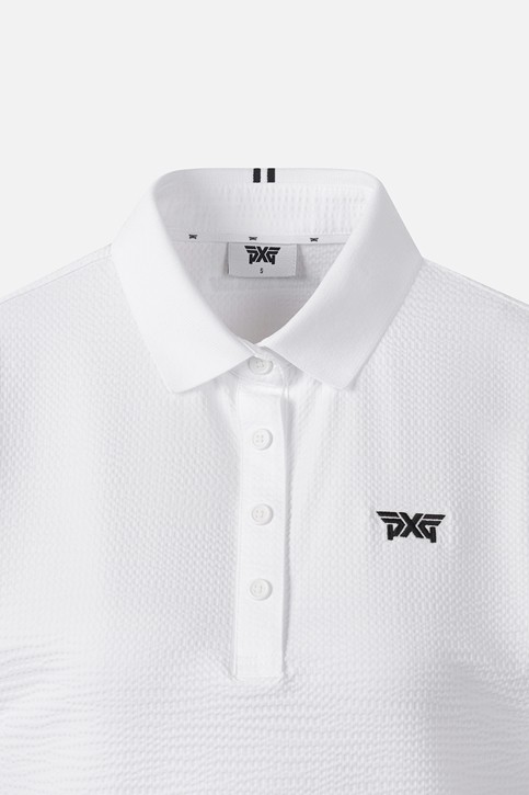 WOMEN NEW TEXTURED COLLAR SHORT SLEEVE