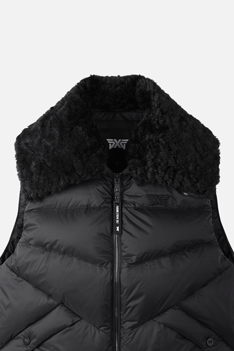 WOMEN BIG COLLAR DOWN VEST PKWCW641321 BLACK 상품 이미지 3
