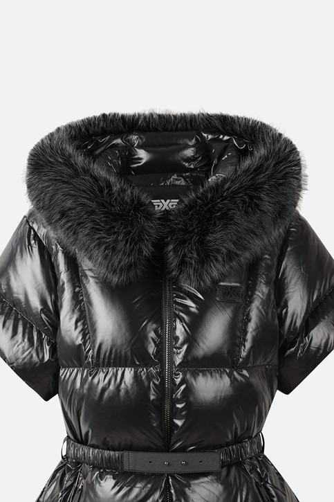 WOMEN FUR TRIM SHORT-SLEEVE DOWN JACKET PKWPW631521 BLACK 상품 이미지 3
