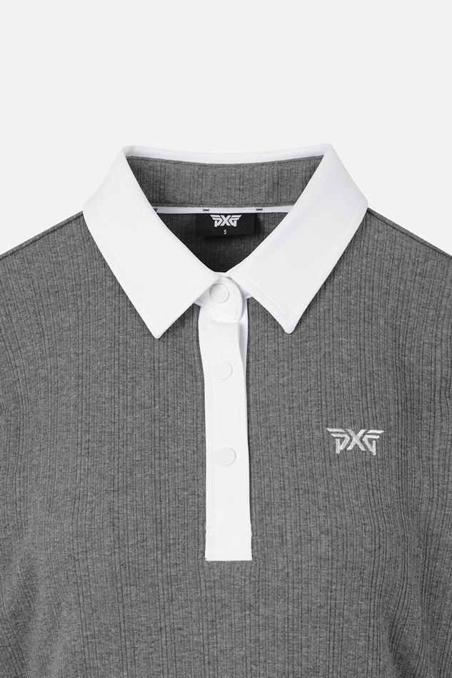 WOMEN TEXTURED COLLAR LONG-SLEEVE