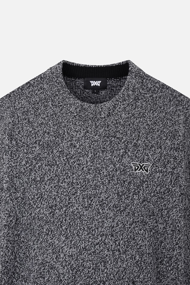 MEN TWO-TONE TEXTURED ROUND NECK SWEATER PKFCM410821 BLACK 상품 이미지 3