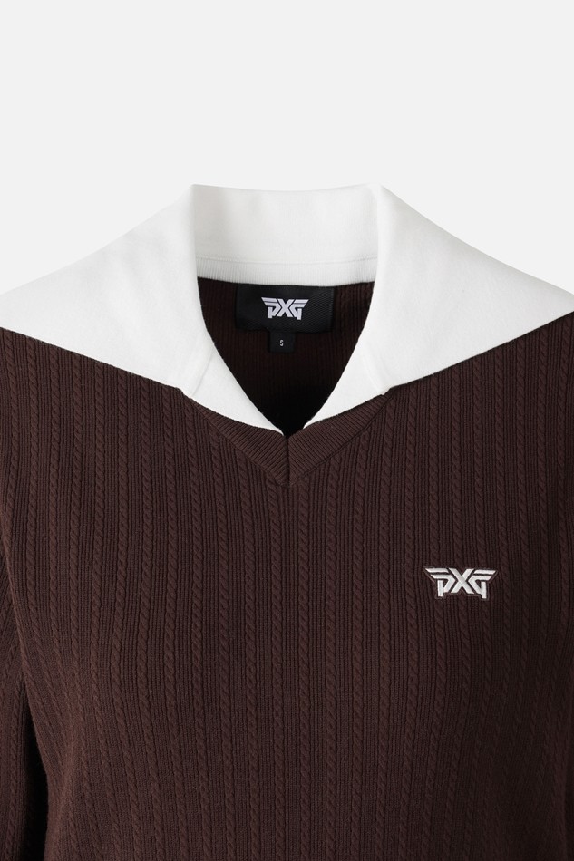 WOMEN OPEN COLLAR SWEATER PKFCW411087 BROWN