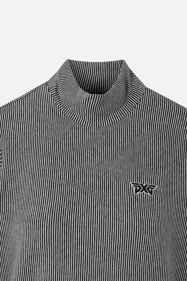 WOMEN STRIPE HIGH NECK LONG SLEEVE PKFPW110821 BLACK 상품 이미지 3