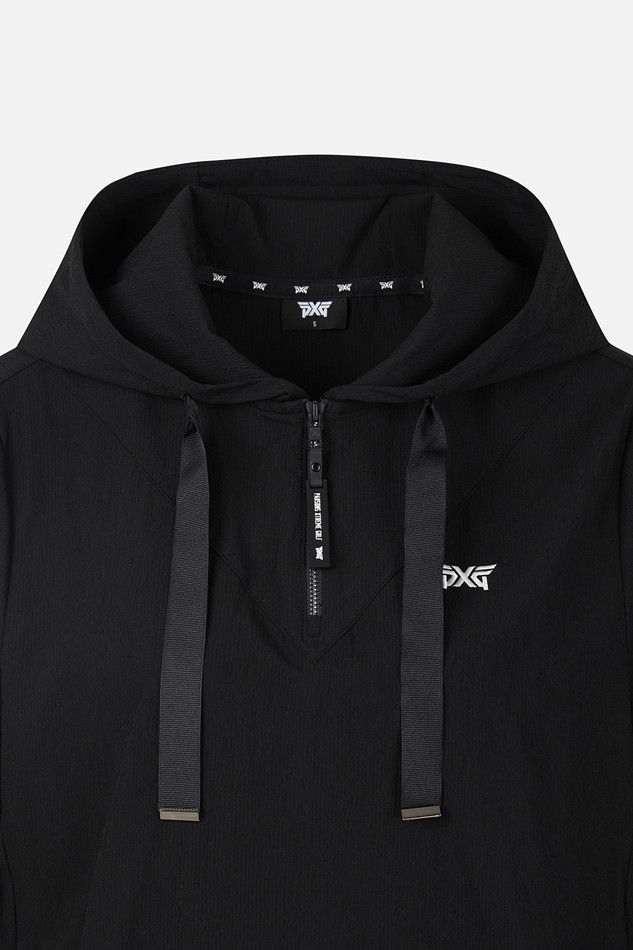 WOMEN TEXTURED HALF-ZIP HOODIE