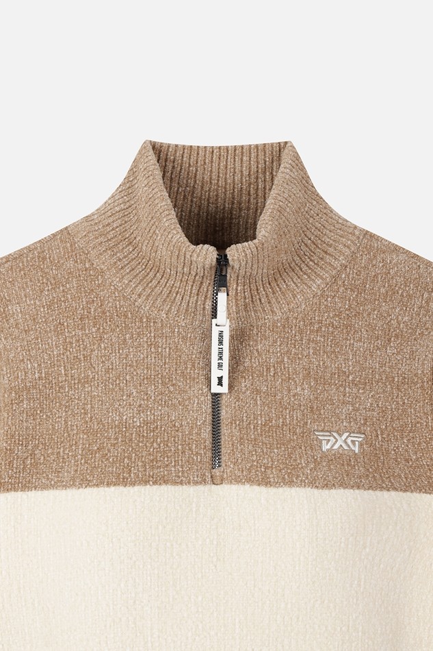 WOMEN HALF-ZIP HIGH-NECK SWEATER PKFPW411205 BEIGE 상품 이미지 3