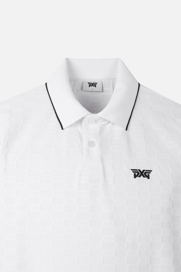 MEN JACQUARD PATTERN COLLAR SHORT SLEEVE