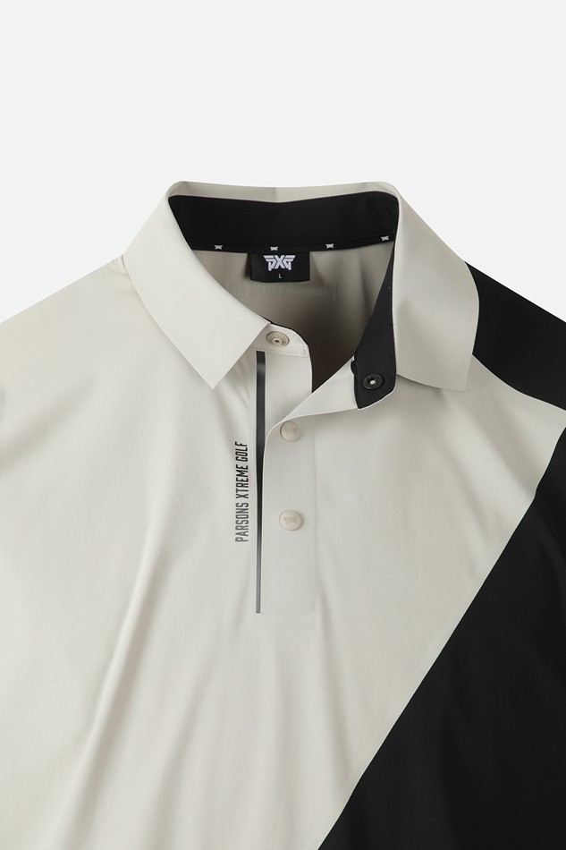 MEN COLOR BLOCKED COLLAR SHORT SLEEVE