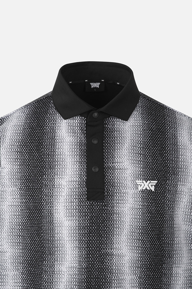 MEN STRIPE PATTERN COLLAR SHORT SLEEVE