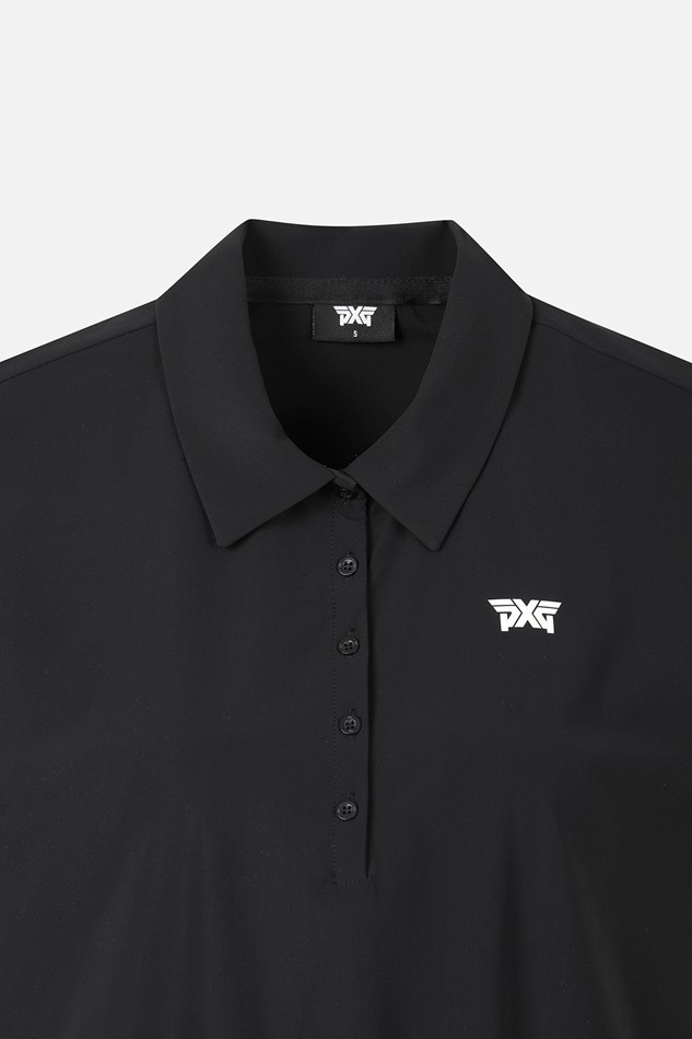 WOMEN COOL WOVEN MIX COLLARED SHORT SLEEVE