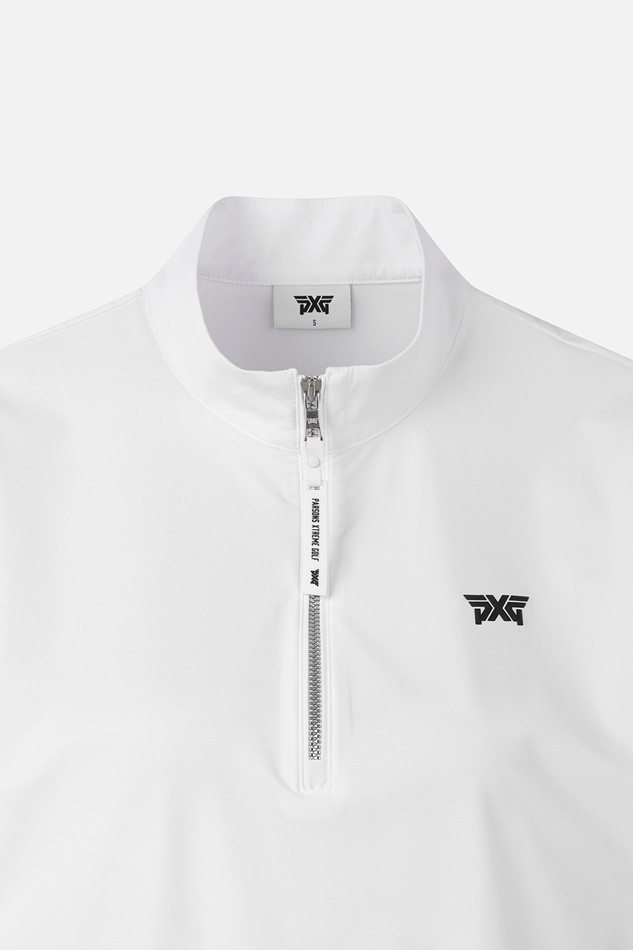 WOMEN PERFORATED ZIP-UP SHORT SLEEVE