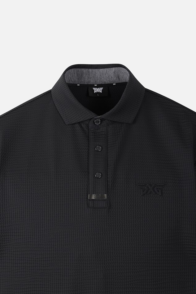 NEW TEXTURED COLLAR SHORT SLEEVE