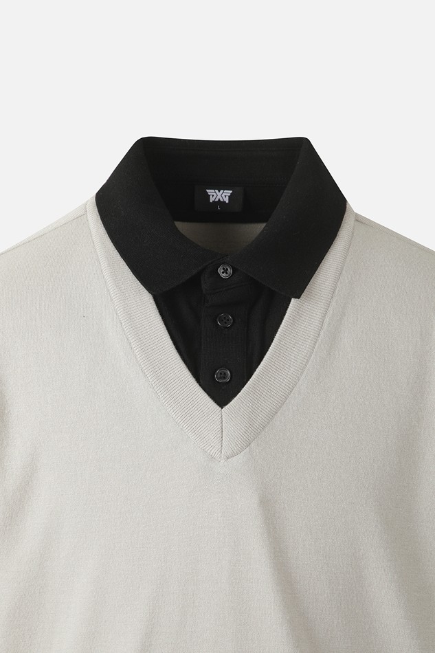 MEN COLLAR LAYERED SWEATER