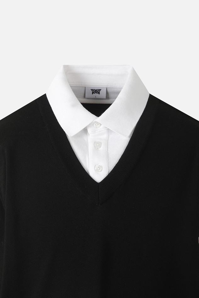 MEN COLLAR LAYERED SWEATER