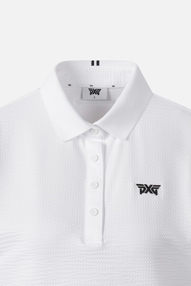 WOMEN NEW TEXTURED COLLAR SHORT SLEEVE