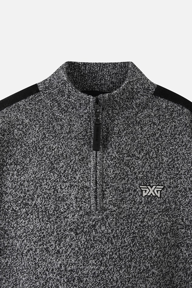MEN TWO-TONE TEXTURED WINDPROOF HALF-ZIP SWEATER PKWCM411221 BLACK 상품 이미지 3