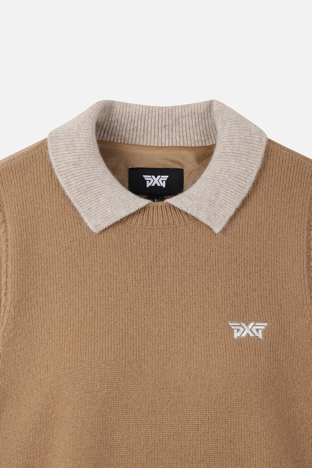 WOMEN CASHMERE WIND BLOCK SWEATER PKWPW411305 BEIGE 상품 이미지 3
