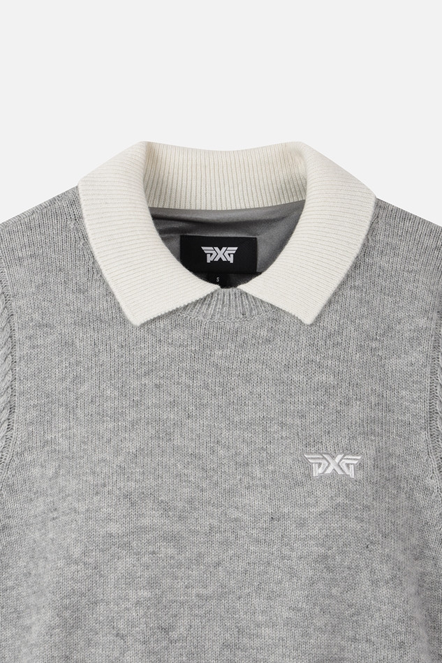WOMEN CASHMERE WIND BLOCK SWEATER PKWPW411312 M/GREY 상품 이미지 3