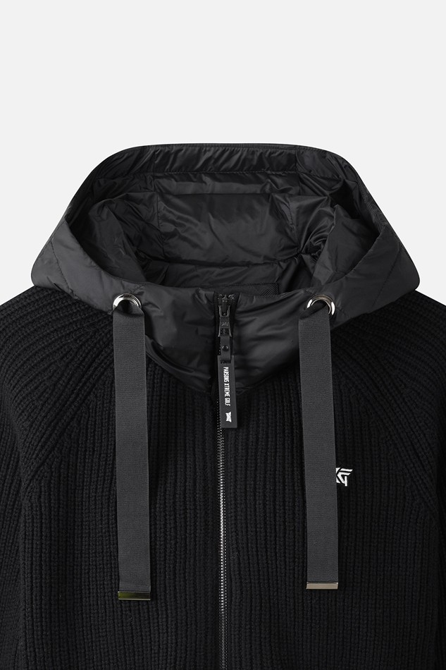 WOMEN SIDE OPEN WOVEN HYBRID DOWN JACKET PKWPW431921 BLACK 상품 이미지 3