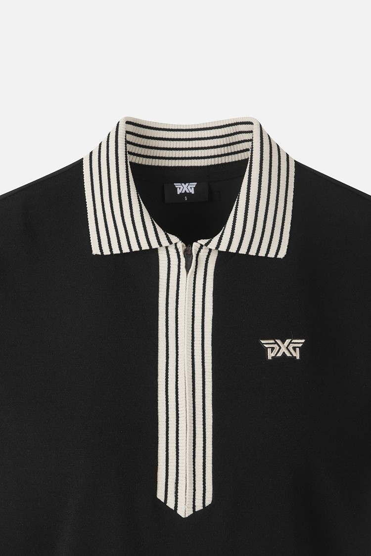 WOMEN KNIT HYBRID COLLARED SHORT SLEEVE