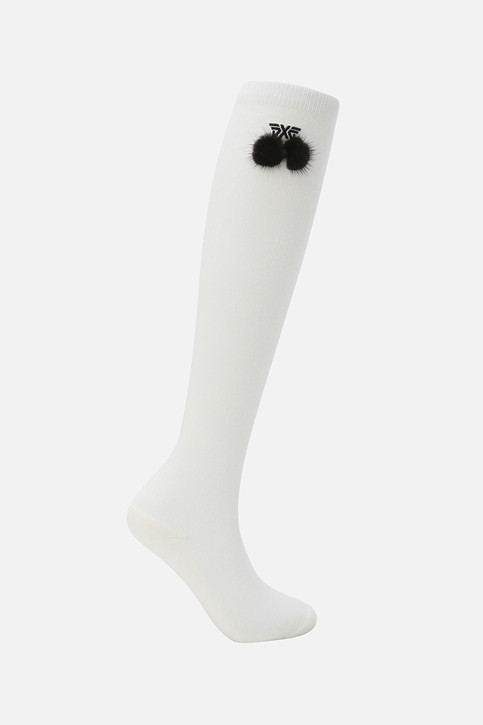 WOMENS WINTER POMPOM OVER THE KNEE SOCKS