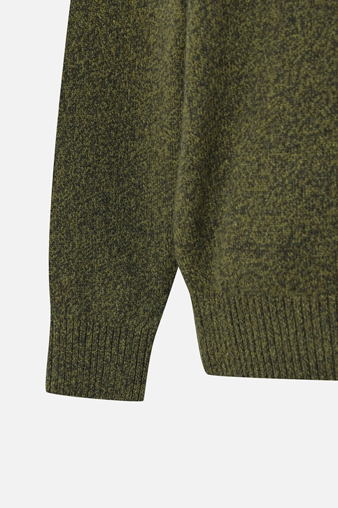 MEN TWO-TONE TEXTURED ROUND NECK SWEATER