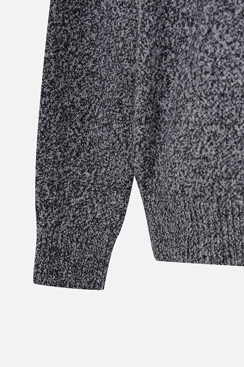MEN TWO-TONE TEXTURED ROUND NECK SWEATER