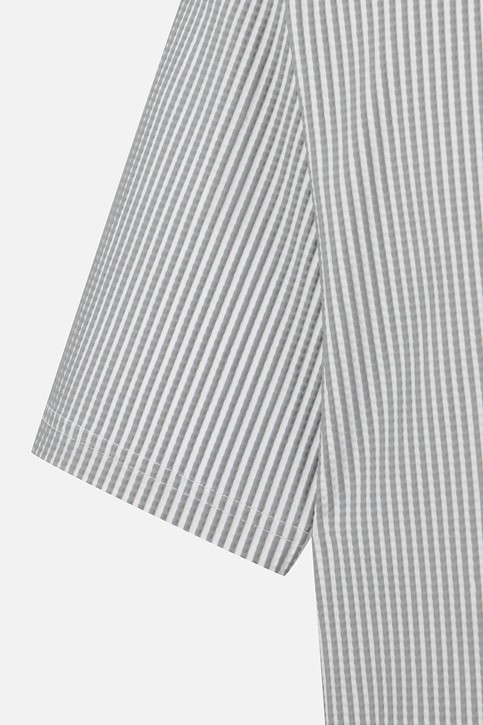 MEN STRIPE PATTERN COLLAR SHORT SLEEVE