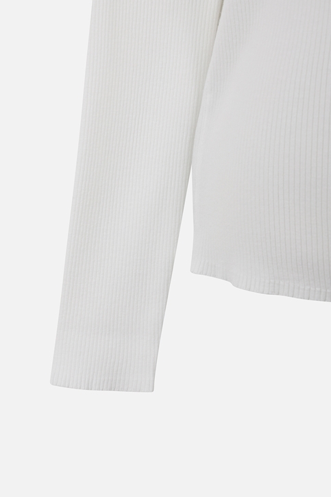WOMEN RIBBED COLLAR SWEATER