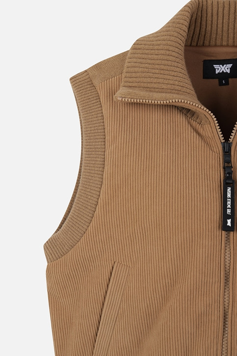 WOMEN WOVEN HYBRID KNIT VEST PKFPW421105 BEIGE 상품 이미지 4