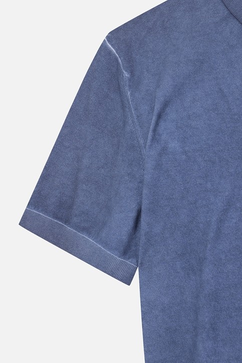 MEN TWO-TONE SHORT SLEEVE COLLAR SWEATER