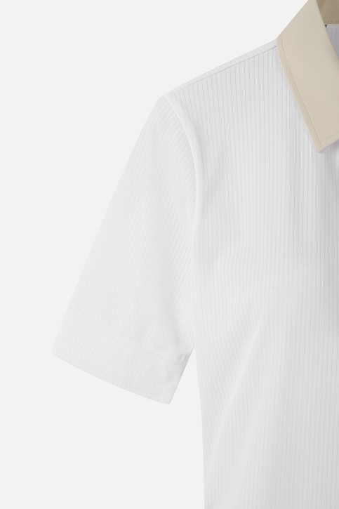 WOMEN COLOR BLOCK MIDDLE SLEEVE POLO SHORT SLEEVE