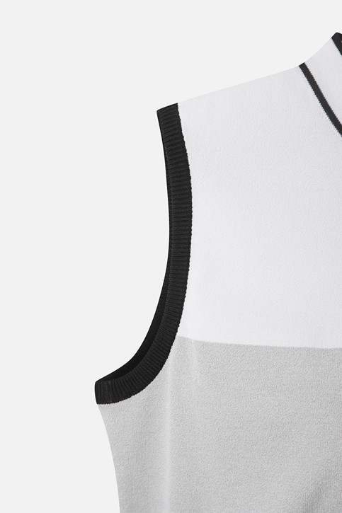 WOMEN COLOR BLOCK KNIT SLEEVELESS
