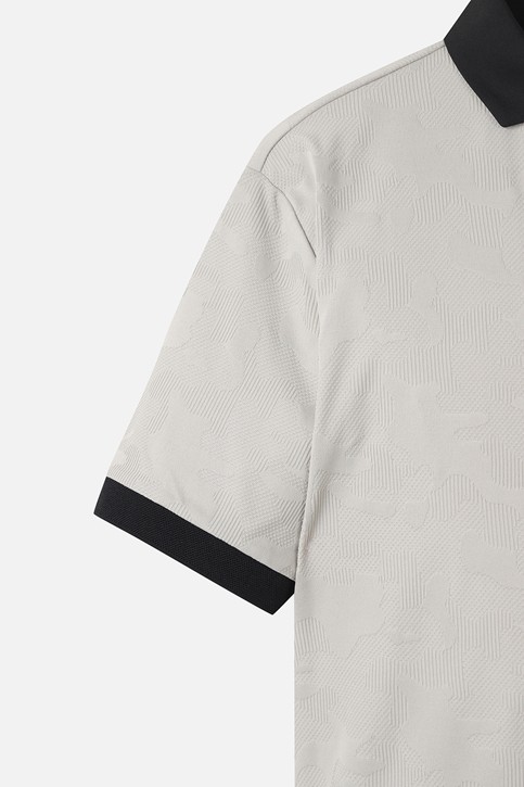 MEN MESH JACQUARD COLLAR SHORT SLEEVE