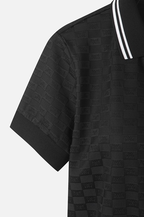 WOMEN JACQUARD COLLARED SHORT SLEEVE