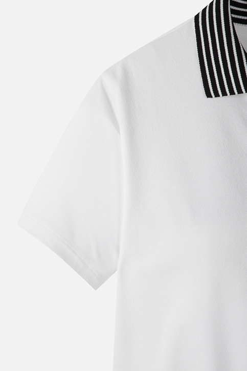 WOMEN KNIT HYBRID COLLARED SHORT SLEEVE