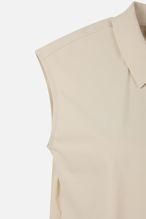 WOMEN COOL WOVEN MIX COLLARED SHORT SLEEVE