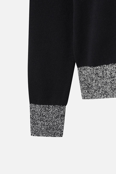 WOMEN DOUBLE-COLLAR SWEATER PKWCW411421 BLACK 상품 이미지 4